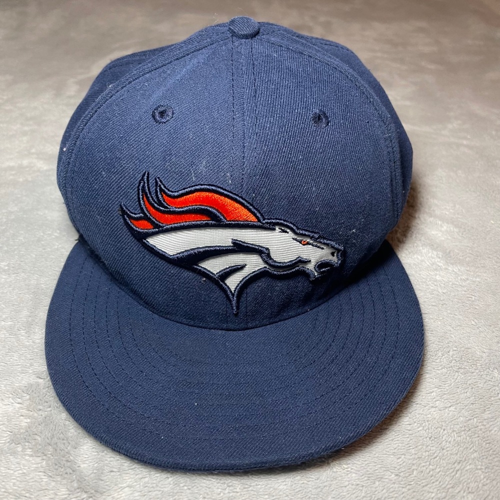 Denver Broncos Hat Mens 7 1/2  New Era 59FIFTY Fitted Navy Blue NFL Cap Football